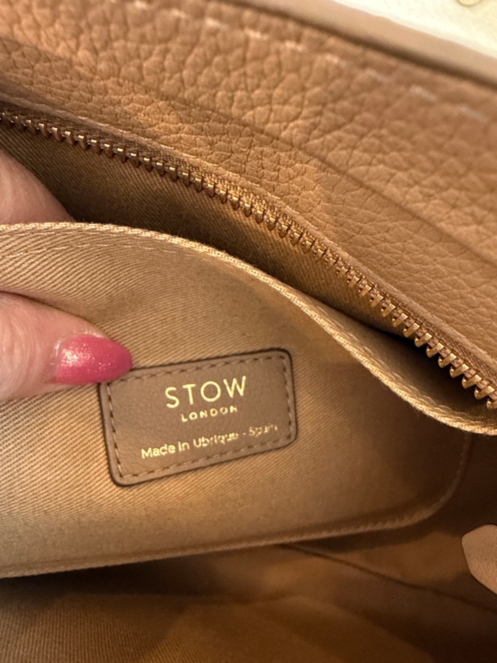 STOW London Beth Shoulder Bag WITH Crossbody Strap Warm Taupe - Picture 11 of 16